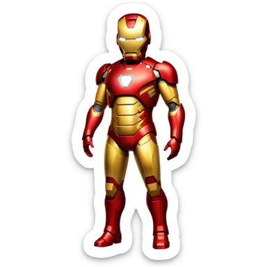 Iron Man superhero with a pregnant belly, red and gold metal suit sticker