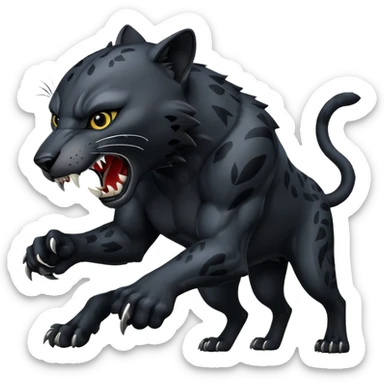 A black panther killing a wolf sticker