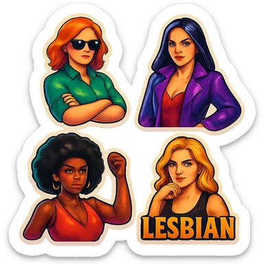 lesbian sticker pack - women who made it for women who love women - bossy dominative style, commanding sticker