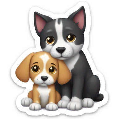 Cat and dog cuddles  sticker