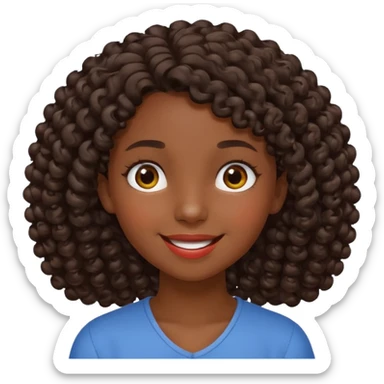 Uma menina de cabelo cacheados morena com os olhos meios puxados fazendo várias coisas sticker