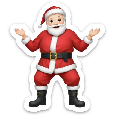 A round-bellied Santa cosplay guy with oversized boots, laughing warmly sticker