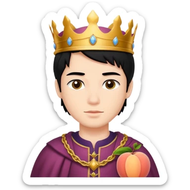 black hair young king and peach sticker
