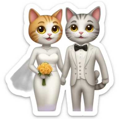 Two cats getting married sticker