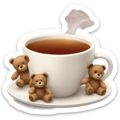 Cup of tea with teddy bears  sticker