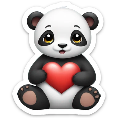 Panda holding a heart  sticker