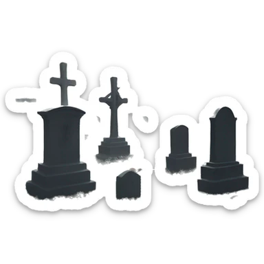 Haunting graveyard at noon, light fog sticker
