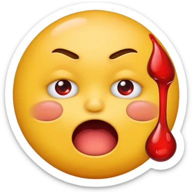  classic yellow circle emoji vomits with red stuff from its mouth 🤮 like this sticker