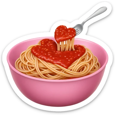 Spaghetti in heartshaped pink bowl sticker