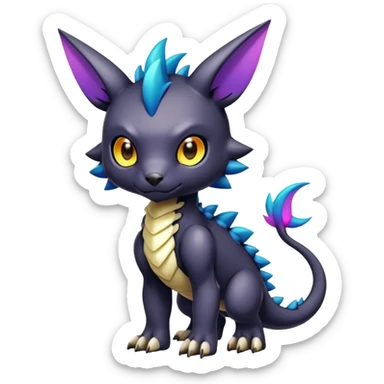 Cute cool colorful dark fantasy-Digimon-animal-hybrid full body sticker