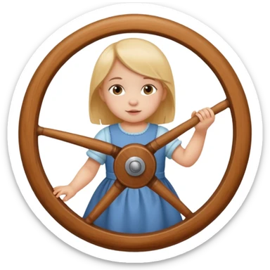 girl baby playing with wheel sticker
