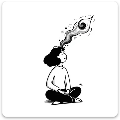 Person meditating with their spirit rising and merging with cosmic energy, spiritual ascension sticker