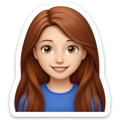 create a girl with chestnut colored long hair, hazel eyes and beautiful smile sticker