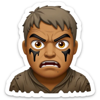 Rahjeed covered in dirty chunky mud angry sticker