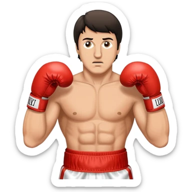 Boxing fighter Rocky Balboa with boxing gloves in fighting stance sticker