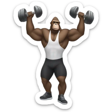 Gorilla lifting weights with Dwayne the rock Johnson sticker
