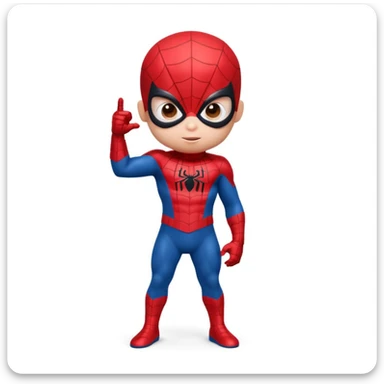 A 3d small funny baby spiderman superhero in stand pose sticker