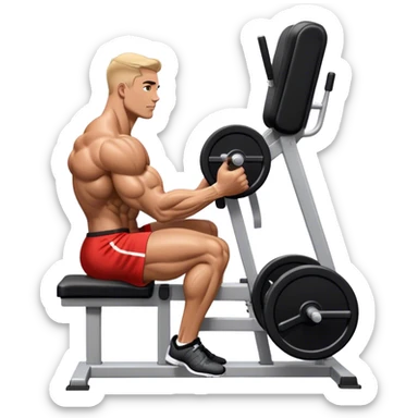 side-view bodybuilder seated weighted calf-raise machine sticker