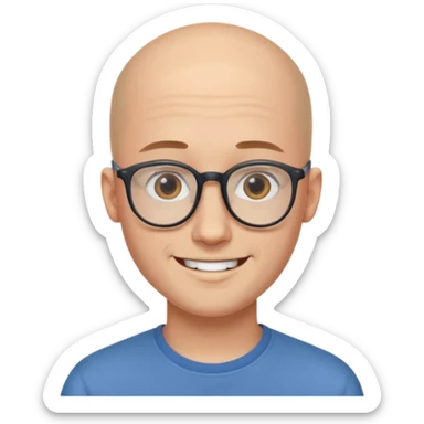 он лысый должен быть очень молодой парень лет 18 , очень тонкие очки, а так же борода нужно прямо еще моложе

 sticker