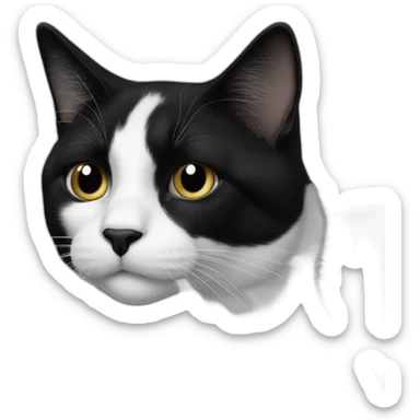 a black and white cat, black on half of the face but with black near ears. The rest is white, his name is oreo.in a part has more black than in the other  sticker