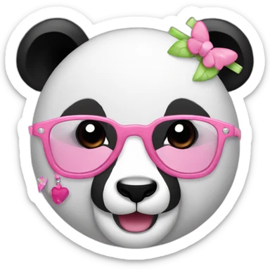 a small panda face with girly accessories sticker