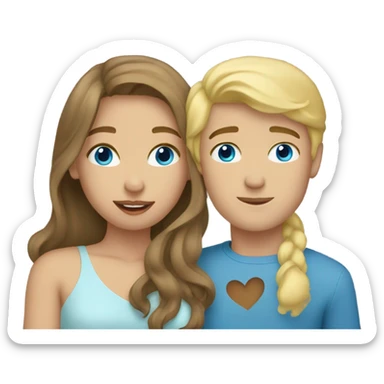 A girl with brown hair kissing a guy with blonde hair and blue eyes sticker