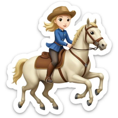 Girl riding horse  sticker