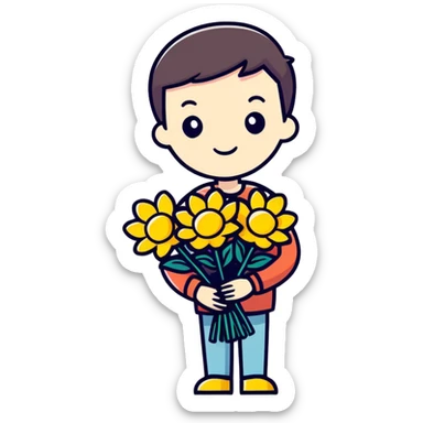Thank you with flowers sticker