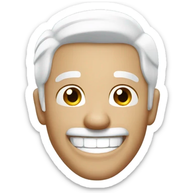 A man with white hair and white clothes laughing sticker