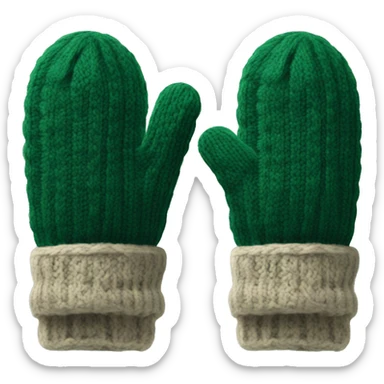 Realistic knitted dark green mitten giving a thumbs up sticker