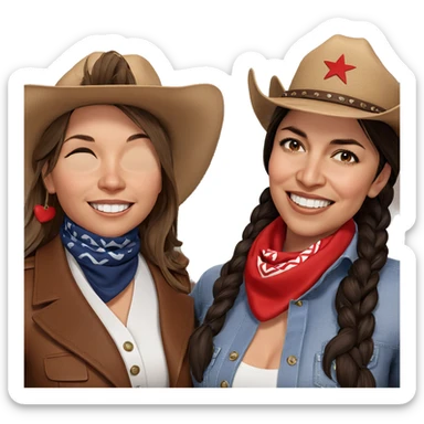 smiling girls in western style sticker