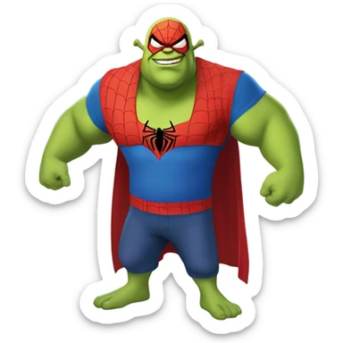 Spider-Man mixed with shrek sticker