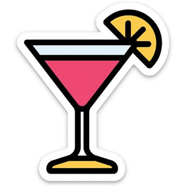 cosmopolitan cocktail in a martini glass, vibrant color sticker