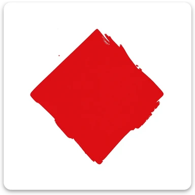 red rhombus in torn calligraphic brush stroke style with uneven edges, no background, 512x512px sticker