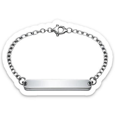 Horizontal silver bar bracelet with chain  sticker