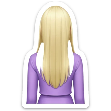 back view of a person, blonde with long straight hair, wearing pastel purple clothes, variation 2 sticker
