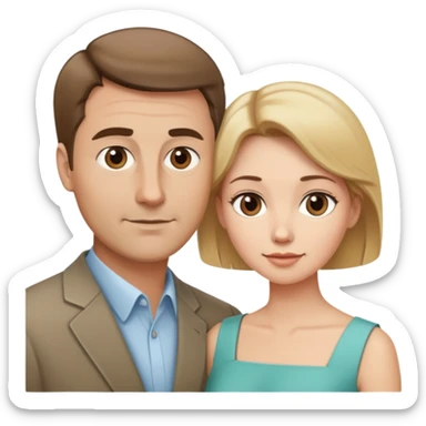 dad with short brown hair, wife with medium blonde hair sticker