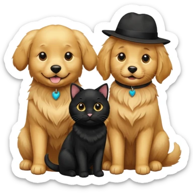 Golden retriever and black cat  sticker