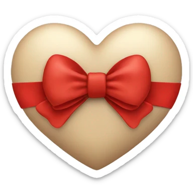 heart beige with red bow sticker