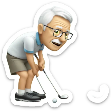 Elderly white male playing golf sticker