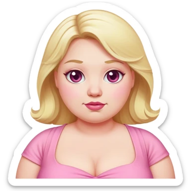 fat blonde woman with pink dress sticker
