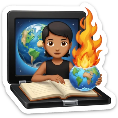 Combine these to make 1. 📓🌎💎🫥🔥⚖️ sticker