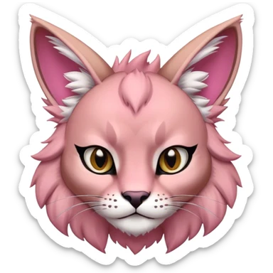 A pink lynx-caracal-fakemon-creature-hybrid sticker