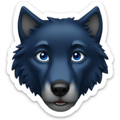 Black wolf with navy blue eyes sticker