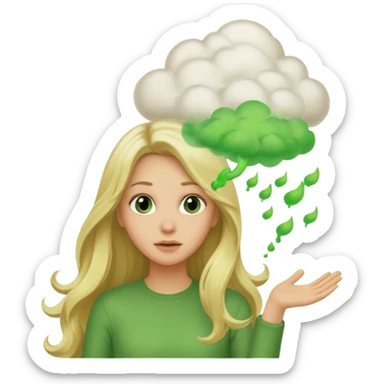 Long hair Blonde woman with green fart cloud following behind her  sticker