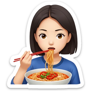 Aya nakamura eating spicy buldak noodles  sticker