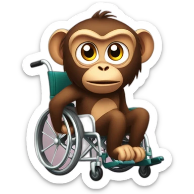 Very angry monkey small ferocious rollins eyes rides really cute wheelchair sticker