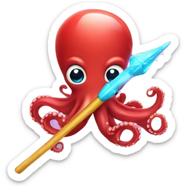 red octopus holding fairy wand sticker