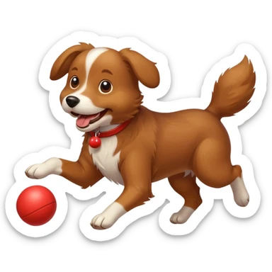 happy dog running after ball sticker