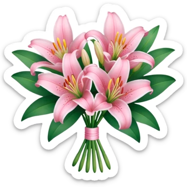 bouquet of baby pink lilies sticker